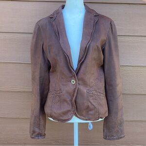 Jakett New York Brown Genuine Leather Vintage Jacket Coat Size Small